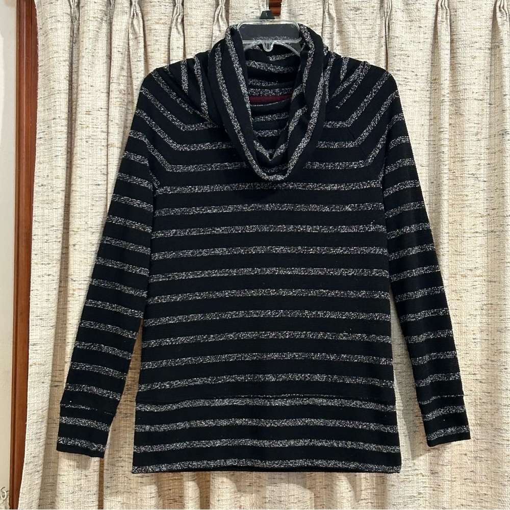 Lou & Grey Striped Cowl Neck Sweater - Small
